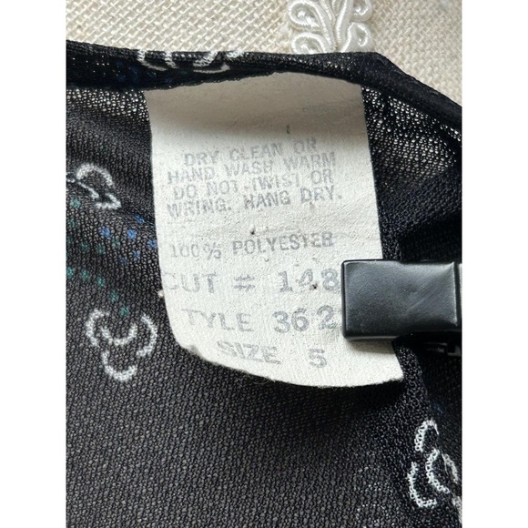 Womens Tunic Dress XS S Black Floral Vintage Y2K Sheer Cowl Neck Boho Festival - Picture 6 of 6